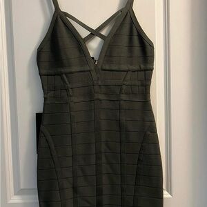 bebe Dark Gray Strapless Dress
